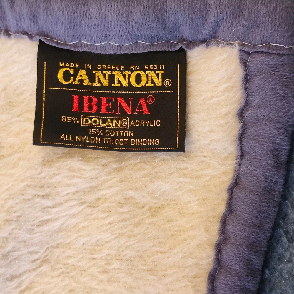 Vintage Ibena Blanket Blue Puppy Kitten Reversible Cottagecore Appx. 60x73